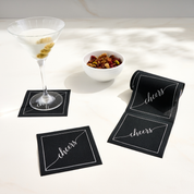 Midnight Toast (Silver Cheers/Black) Cocktail Napkin