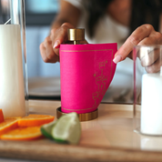 Blush Bubbles Cocktail Napkins Gold Border