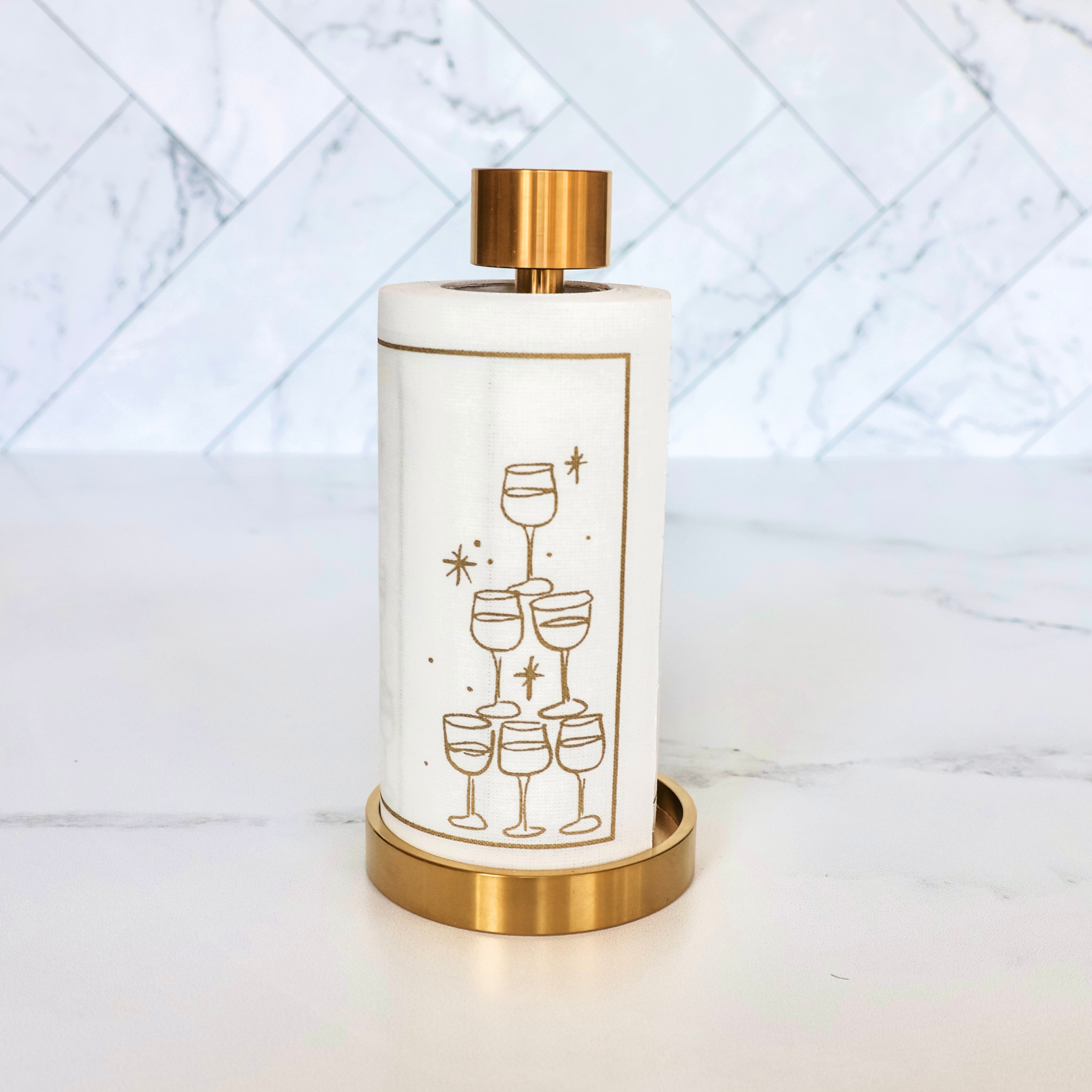 Golden Bubbles Cocktail Napkins Gold Border