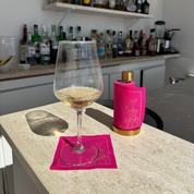 Blush Bubbles Cocktail Napkins Gold Border