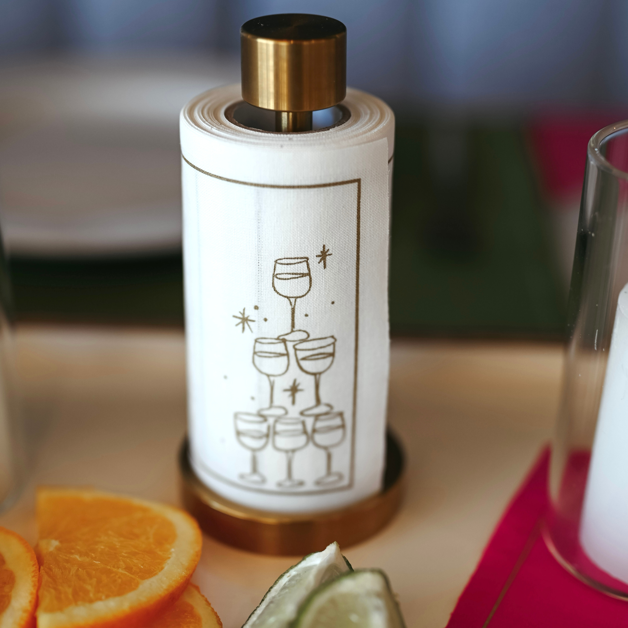 Golden Bubbles Cocktail Napkins Gold Border