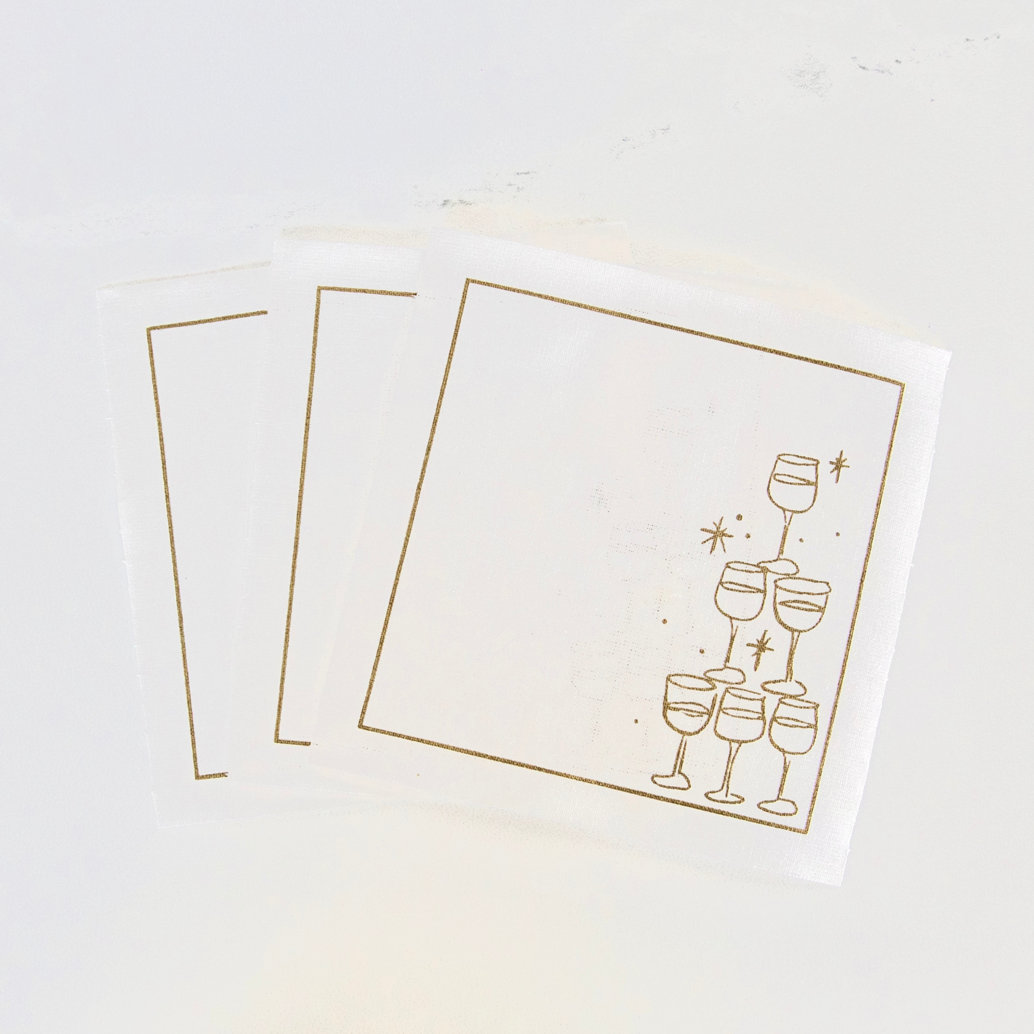 Golden Bubbles Cocktail Napkins Gold Border