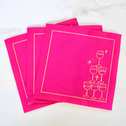 Blush Bubbles Cocktail Napkins Gold Border