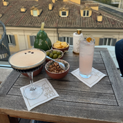 Golden Bubbles Cocktail Napkins Gold Border