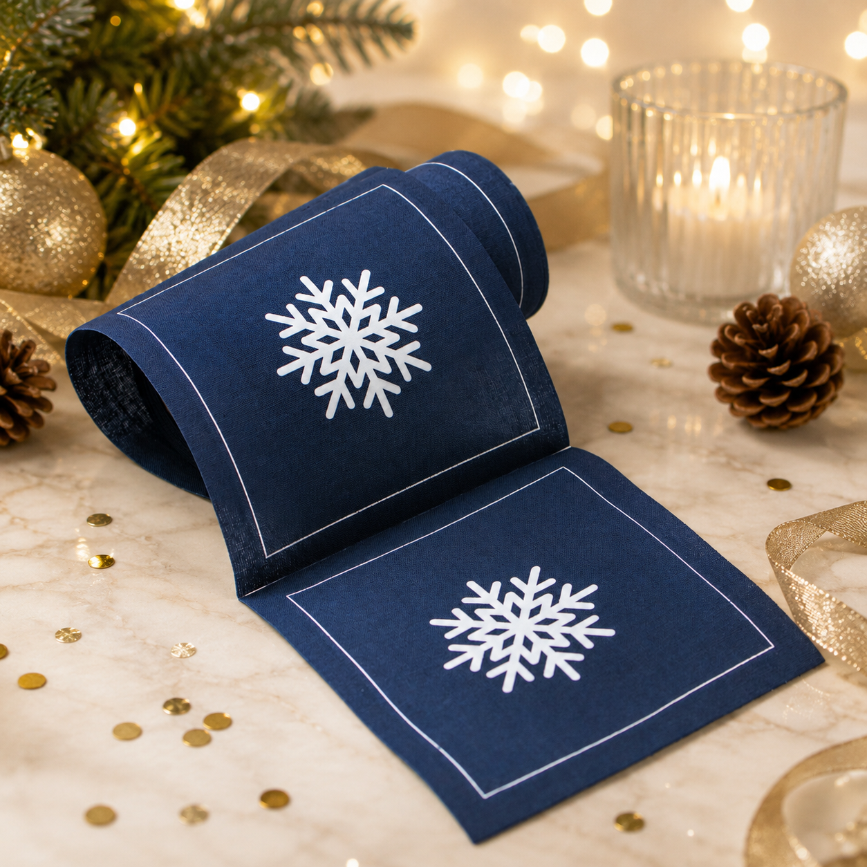 Let it Snow Cocktail Napkins - Mystic Blue