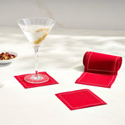 Solid Red Carpet with White Border