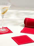 Solid Red Carpet with White Border